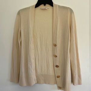 Tory Burch Cream Button Up Sweater